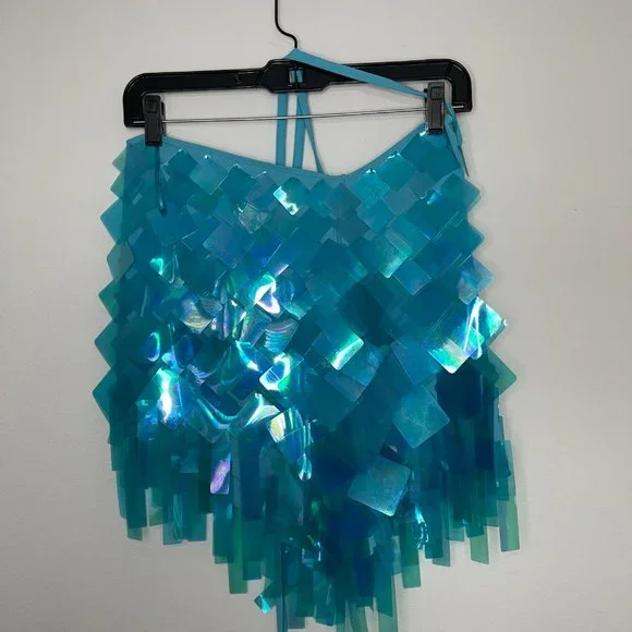 THE ATTICO ''AURELIE'' MINI SKIRT EMBELLISHED TURQUOISE BLUE - 38 - NWT - Picture 8 of 8